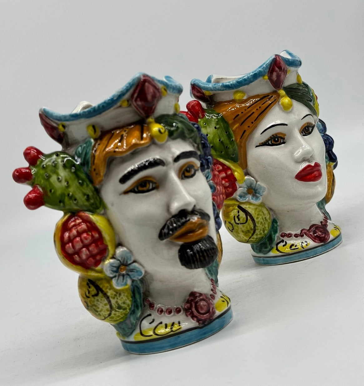 Caltagirone Pair of Fruity Moor Heads