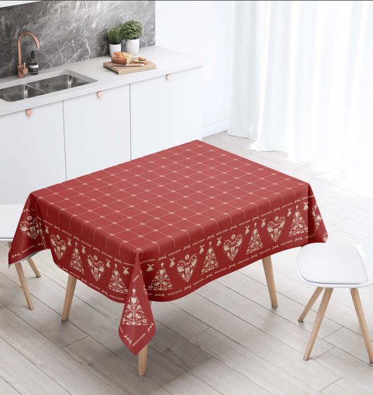 Christmas Tablecloth in Red and Gold