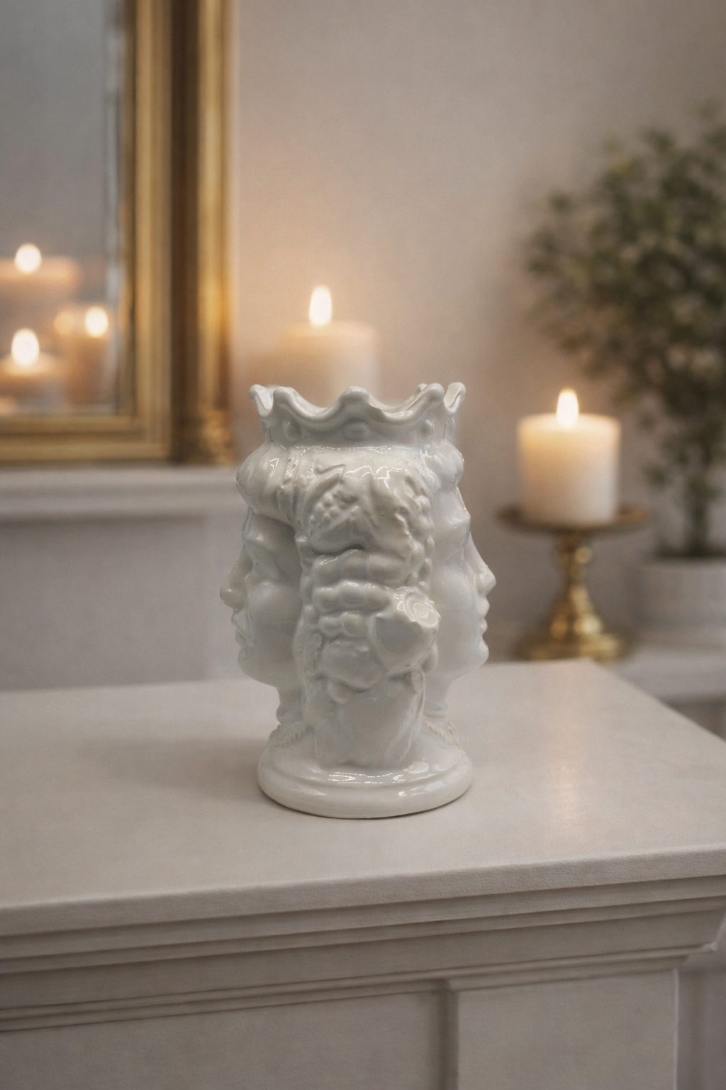 Double Faced Caltagirone Moor Head in white