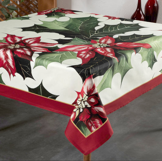 Poinsettia Christmas Tablecloth (12-14 people)