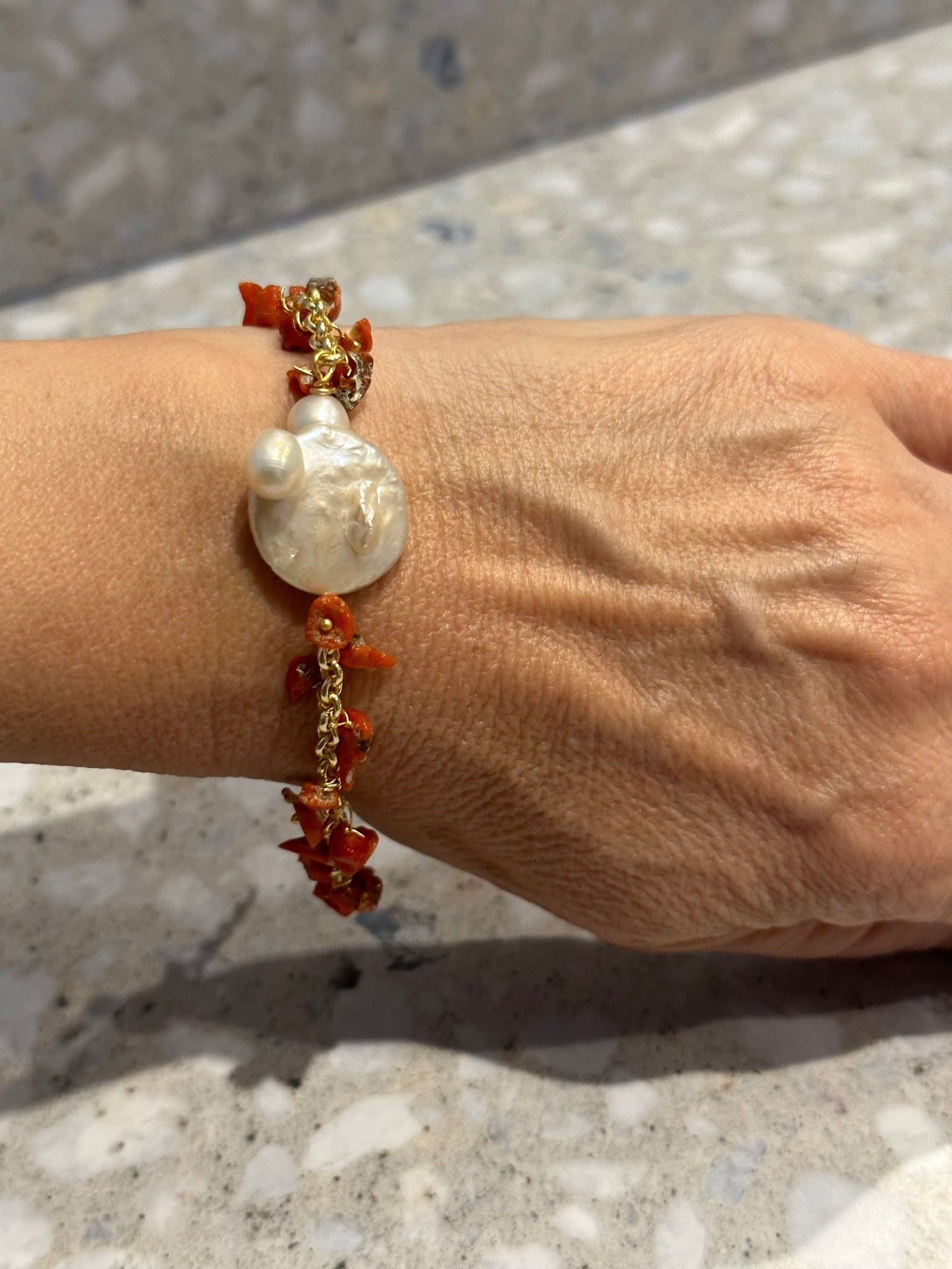 Baroque Pearl & Coral Bracelet