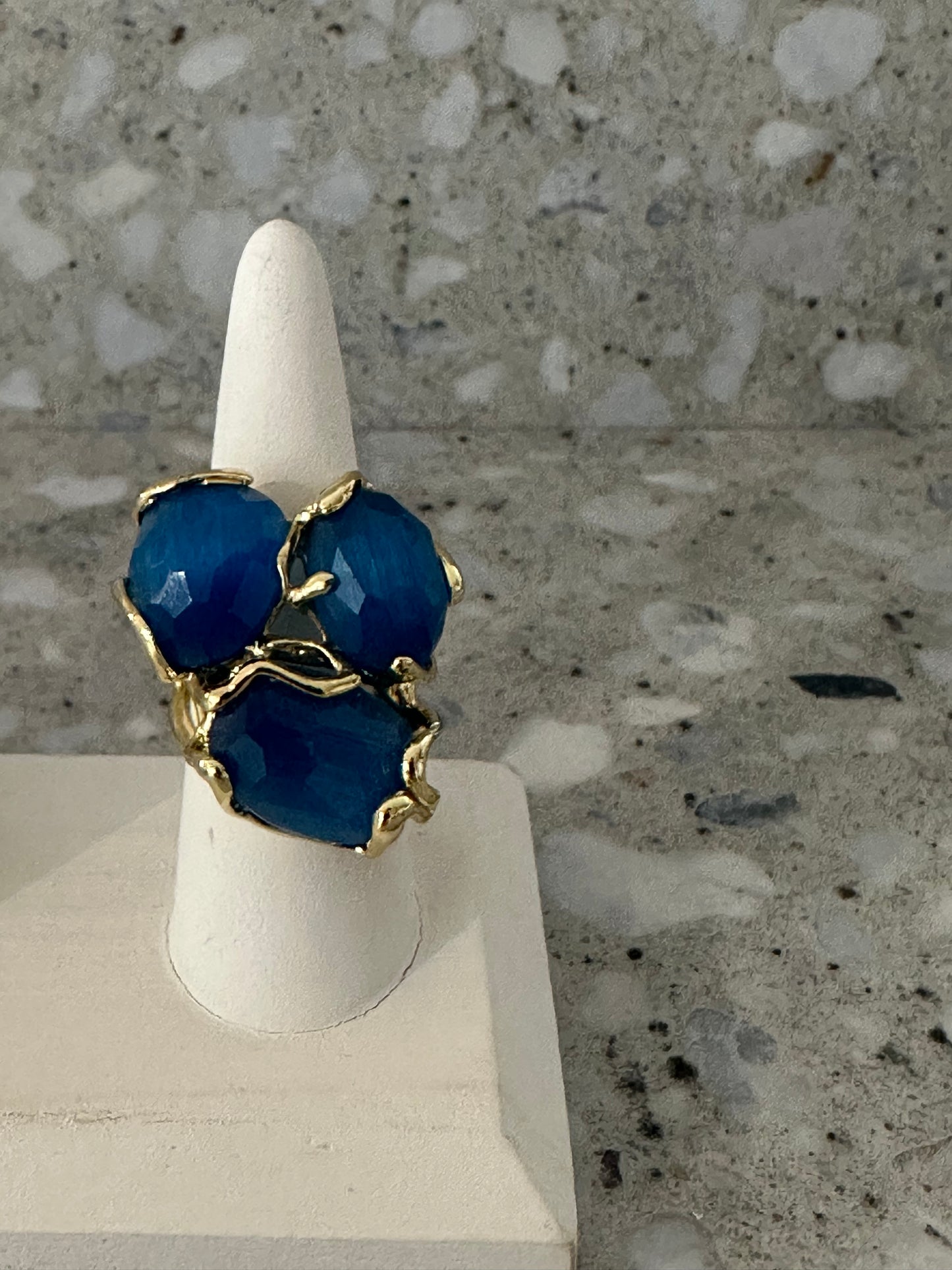 Blue Trio Stone Ring