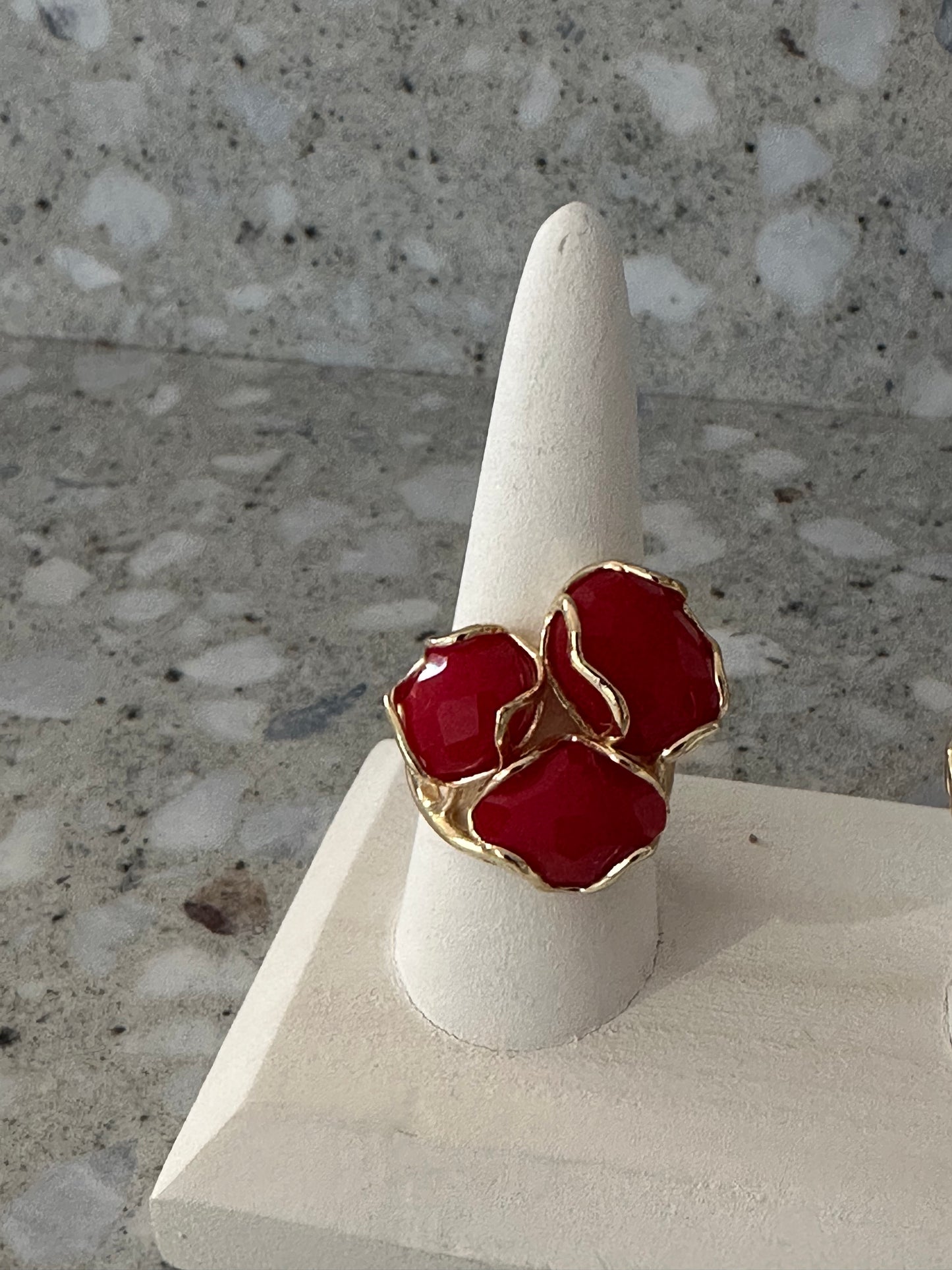 Semi precious red stone ring