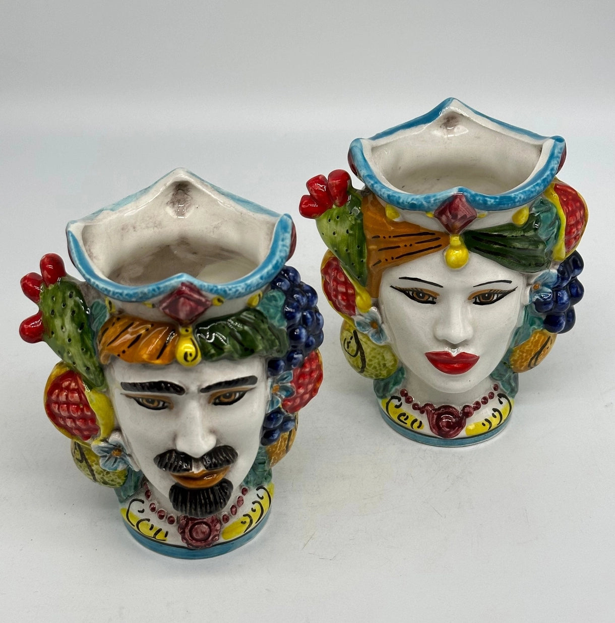 Caltagirone Pair of Fruity Moor Heads