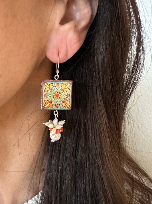 Floral Tile Earrings