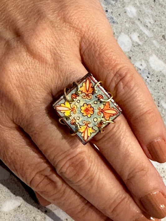 Floral Tile Ring