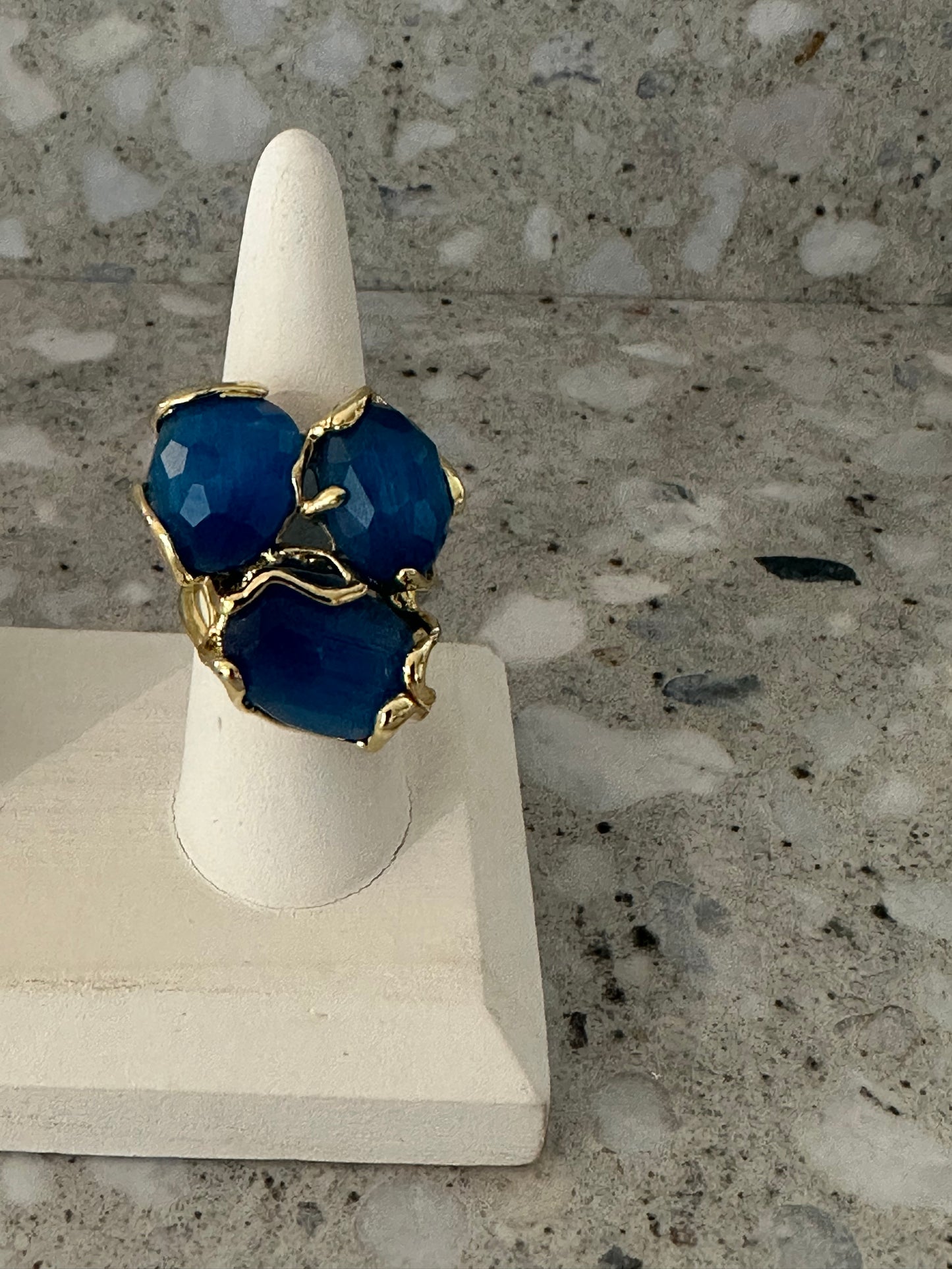 Blue Trio Stone Ring