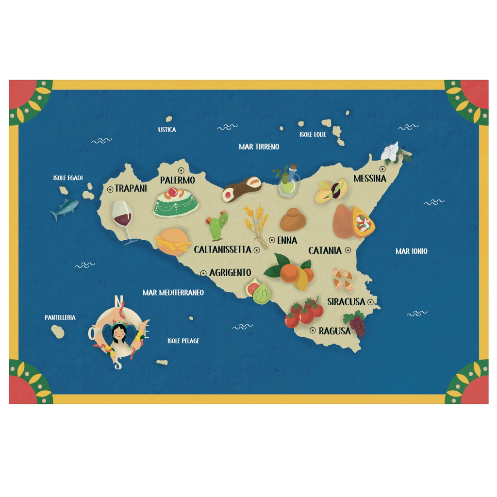 Sicily Foodie Tea Towel