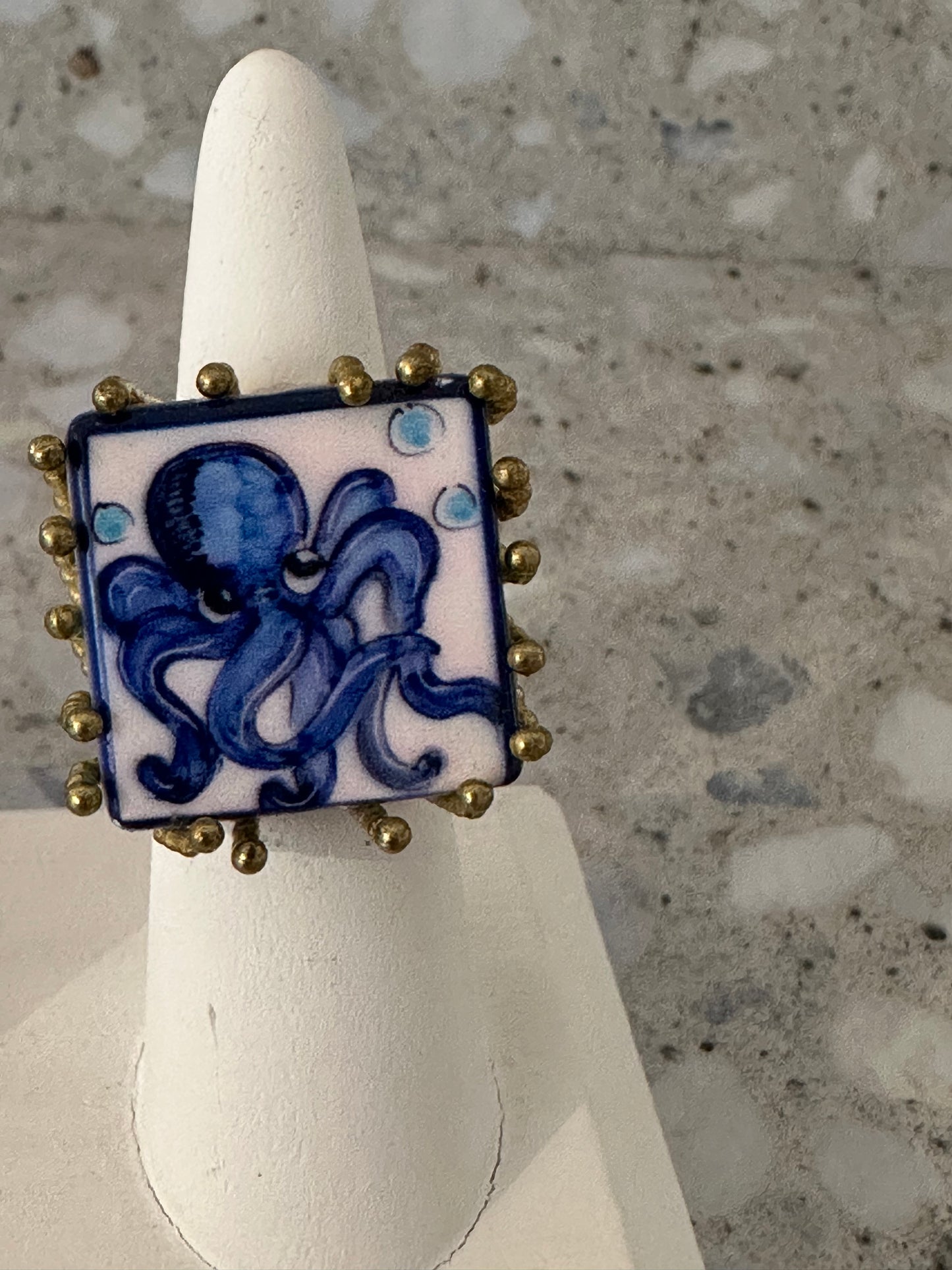 Sicilian Tile Octopus Ring