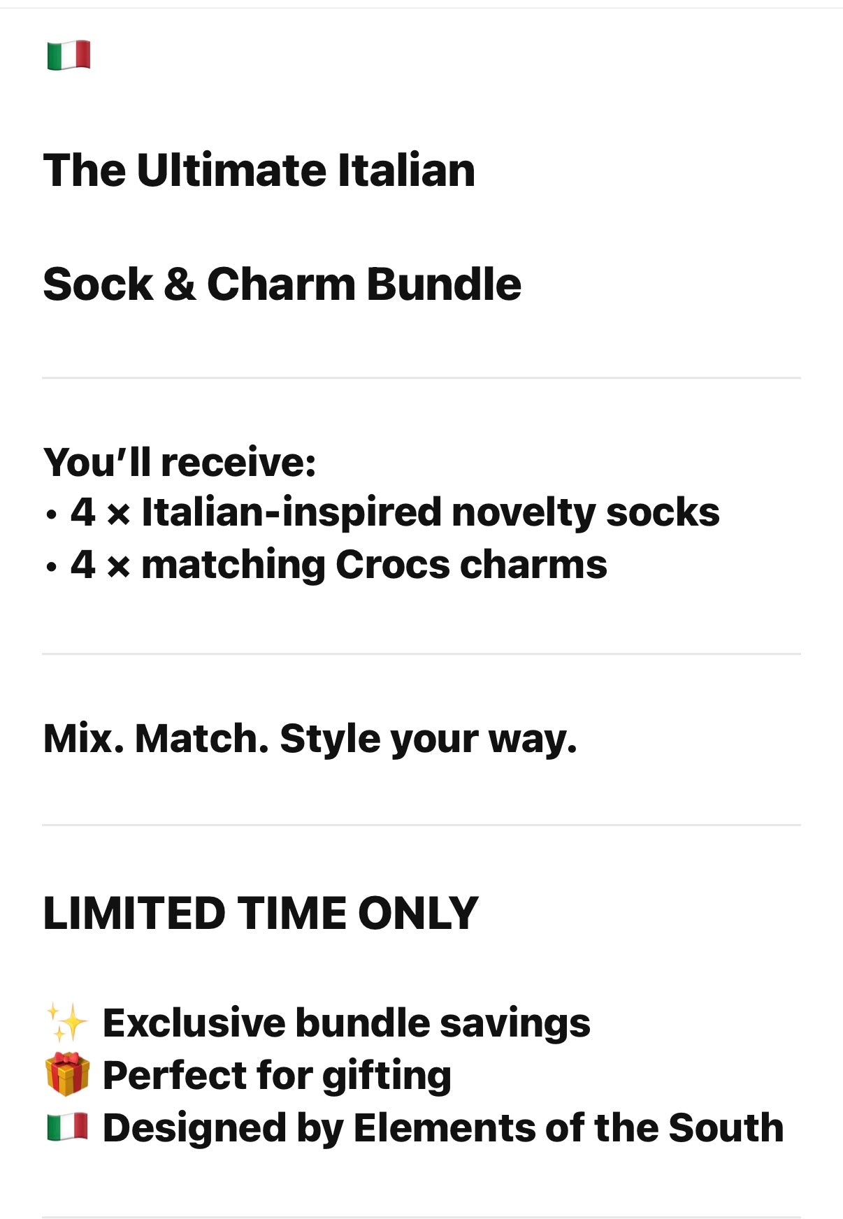 🥇 The Ultimate Italian Charm & Sock Bundle