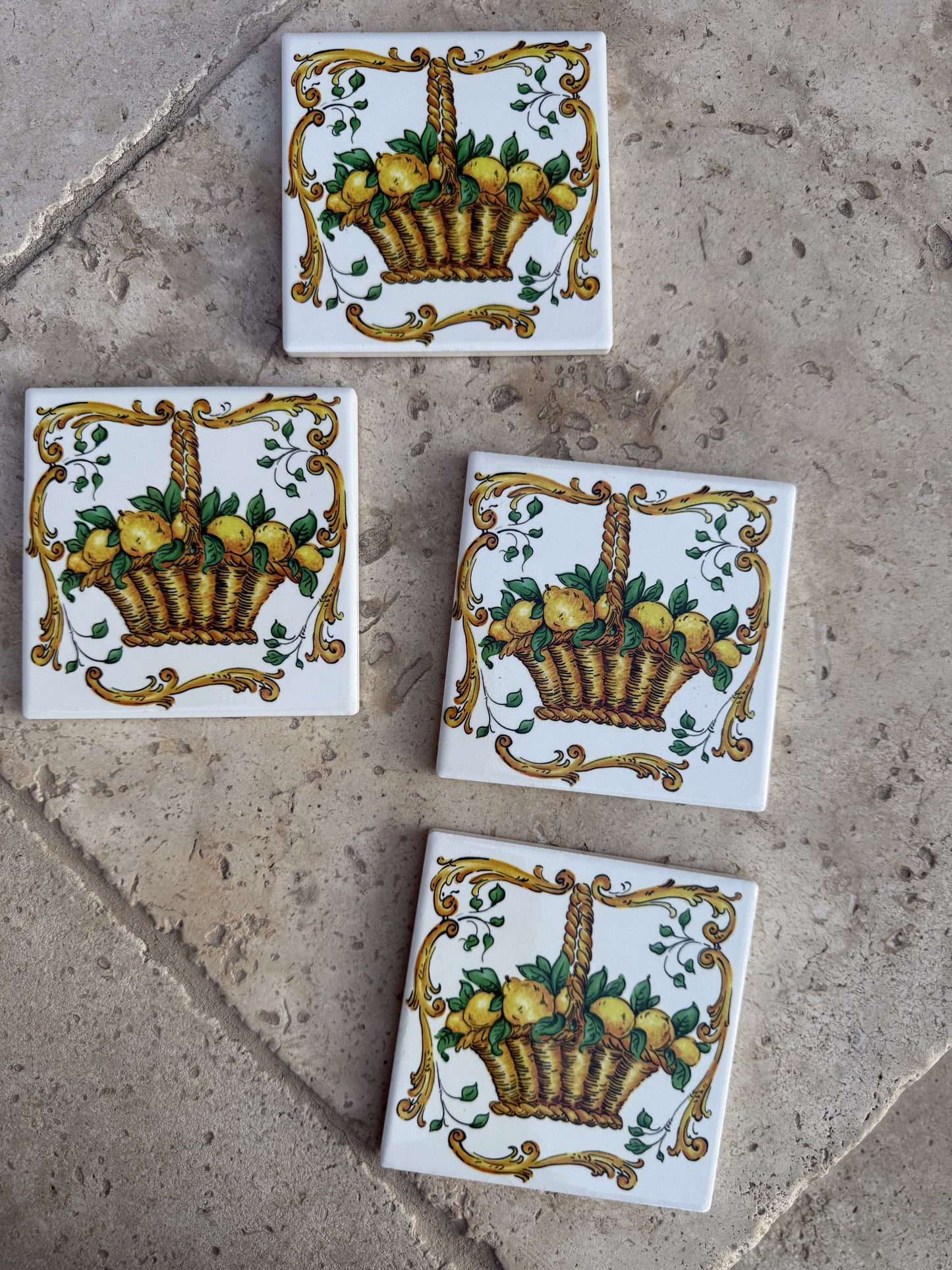 Lemon tile coasters (set of 4)