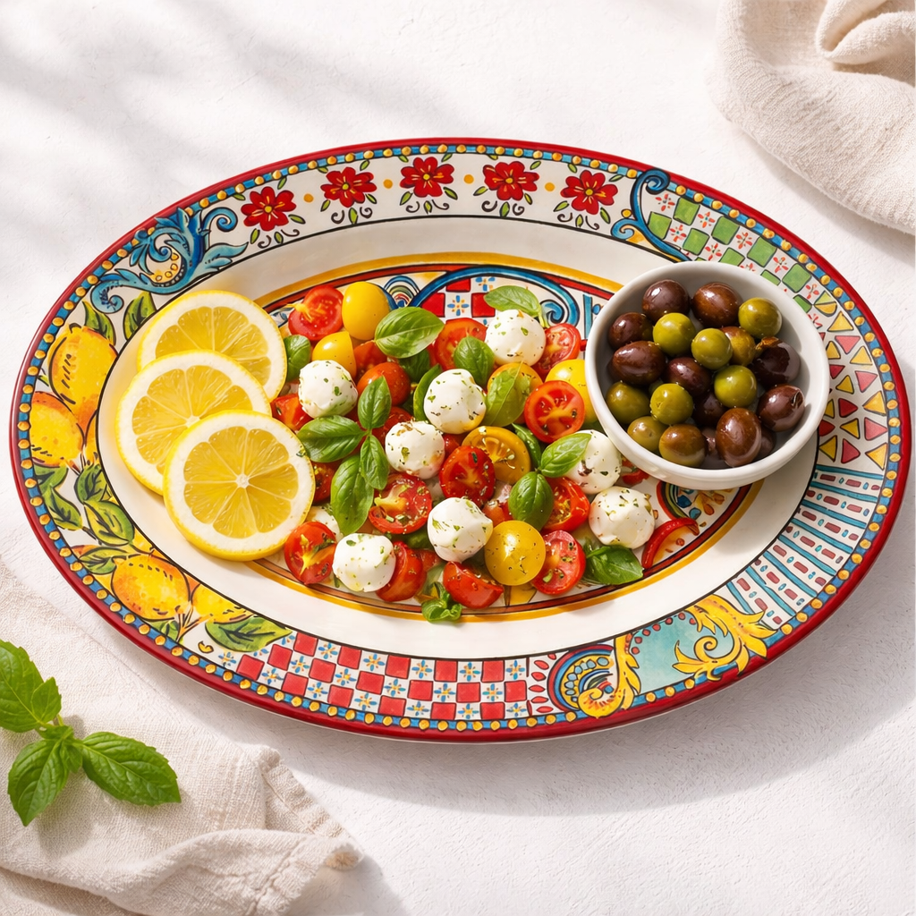 Sicilian inspired melamine oval carretto platter