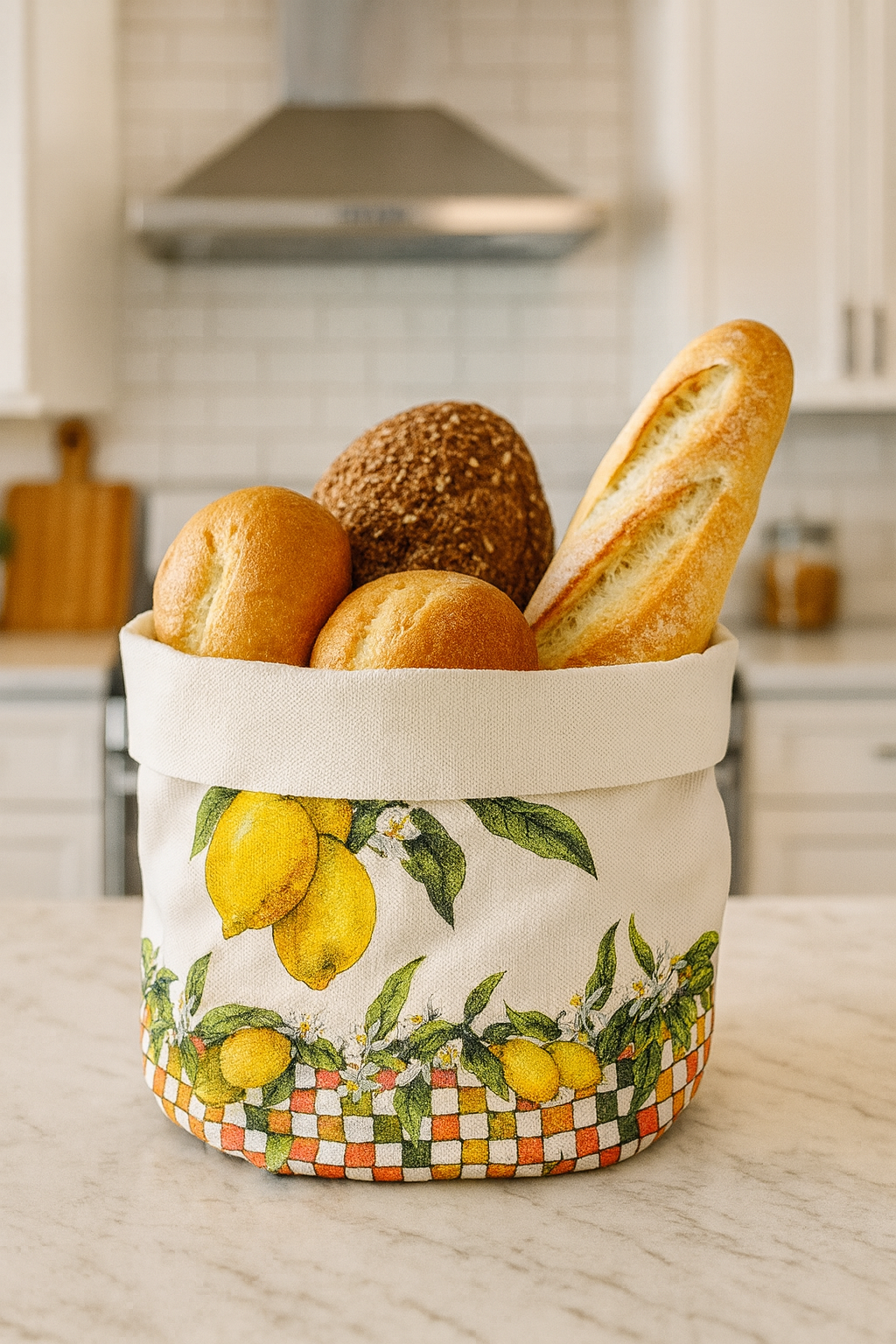 Cotton Bread Basket Sicilian Lemon Design