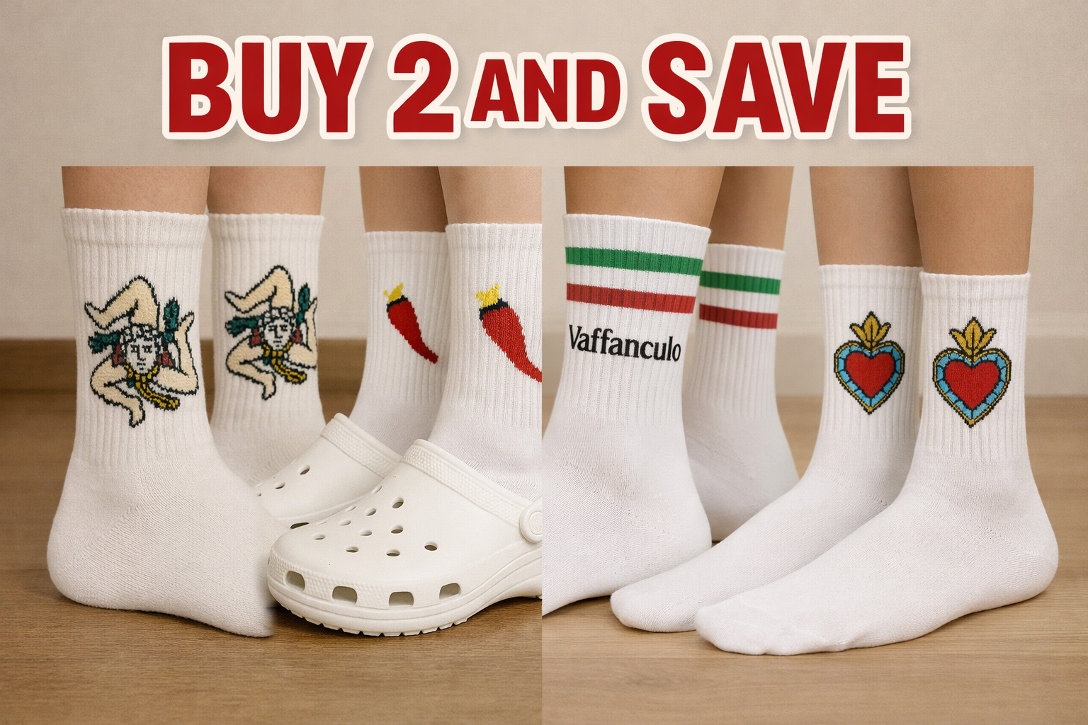 Italian inspired novelty socks - 2 pairs