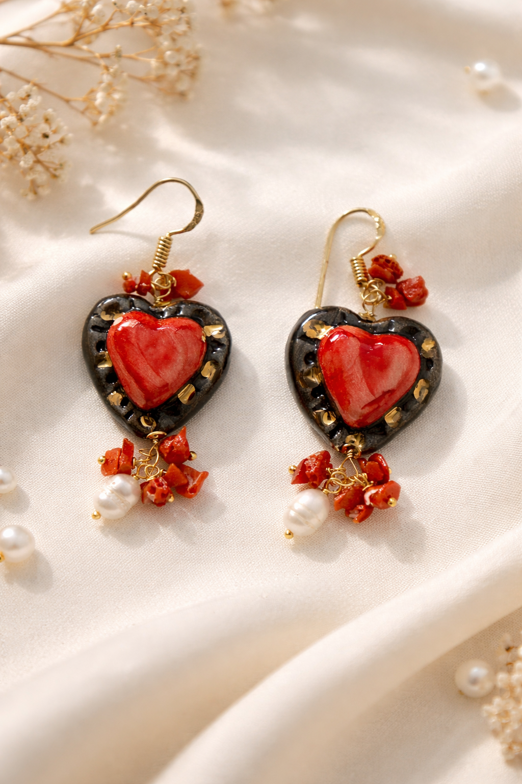 Ceramic Sacred Heart Earrings