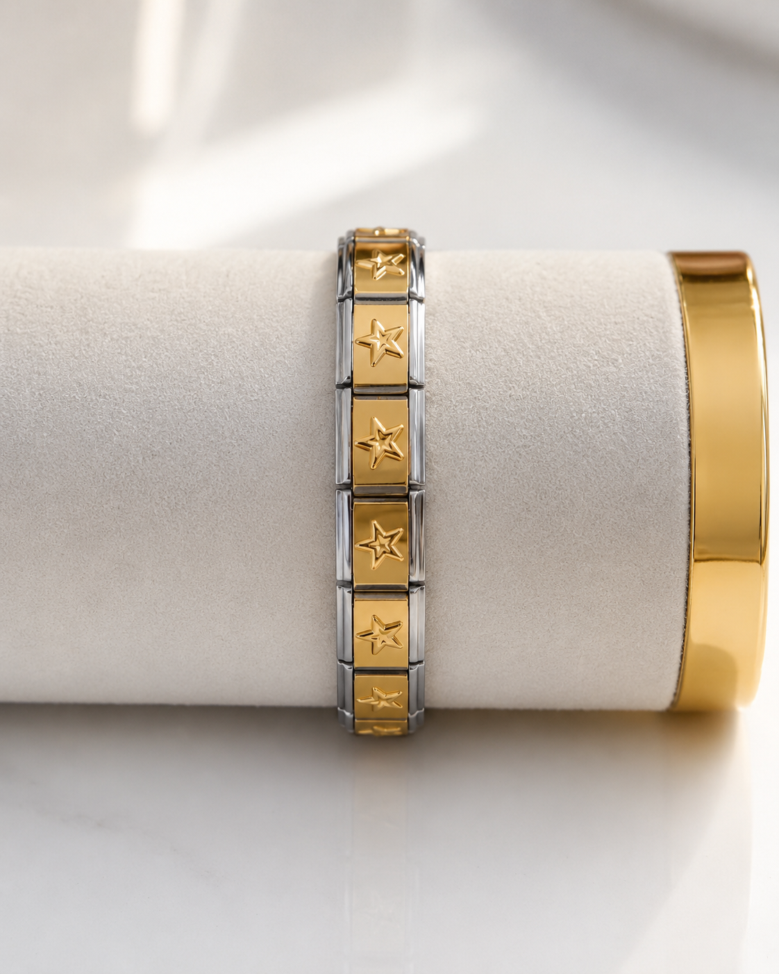 Stainless Steel Star Bracelet two tone